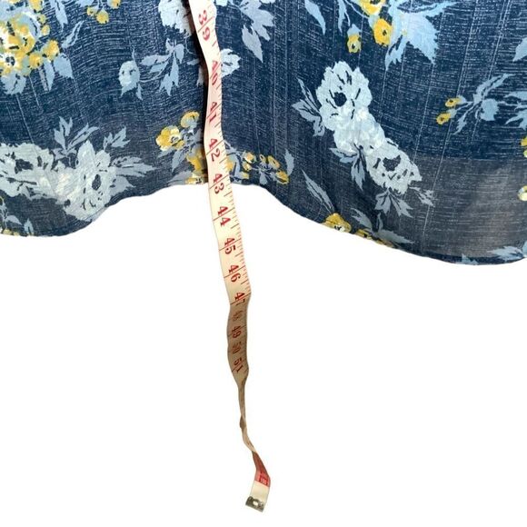 MICHEL STUDIO Blue Floral Midi Dress 3/4 Sleeve Fully Lined US Sz 12 - Picture 8 of 10